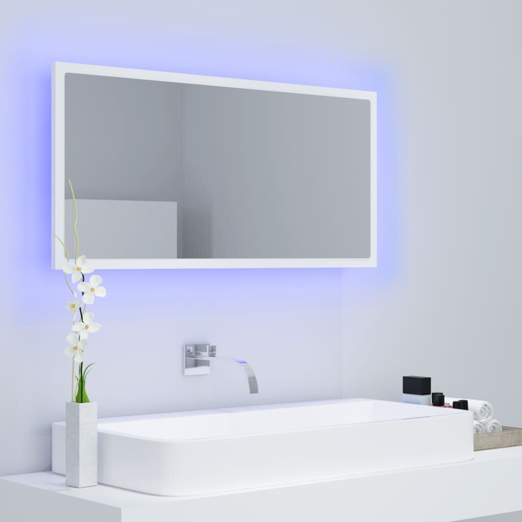 Veidrodis vidaXL LED 90, baltas kaina ir informacija | Vonios veidrodžiai | pigu.lt