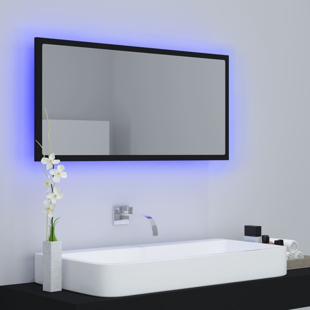 Veidrodis vidaXL LED 90, juodas kaina ir informacija | Vonios veidrodžiai | pigu.lt