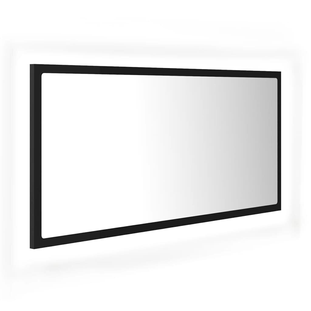 Veidrodis vidaXL LED 90, juodas kaina ir informacija | Vonios veidrodžiai | pigu.lt