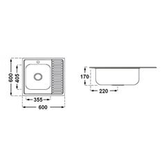 Стальная раковина 863, чаша слева цена и информация | Раковины на кухню | pigu.lt