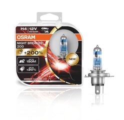 Автомобильные лампы Osram H4 200 60 / 55Вт 12В Night Breaker + 200% P43T, 2 шт. цена и информация | Автомобильные лампочки | pigu.lt