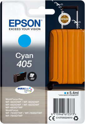 Rašalo kasetė Epson Cyan 405 DuraBrite Ultra lnk, 1 vnt., suderinama su Standard Yield Tsüaan kaina ir informacija | Kasetės rašaliniams spausdintuvams | pigu.lt