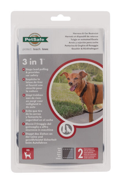 Petnešos šunims PetSafe 3in1, XS, juodos цена и информация | Antkakliai, petnešos šunims | pigu.lt