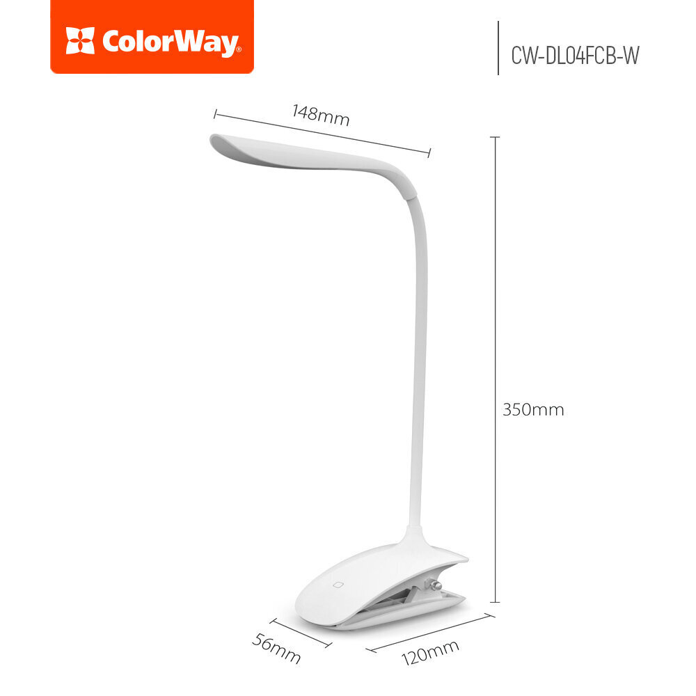 ColorWay LED Table Lamp Flexible & Clip kaina ir informacija | Staliniai šviestuvai | pigu.lt