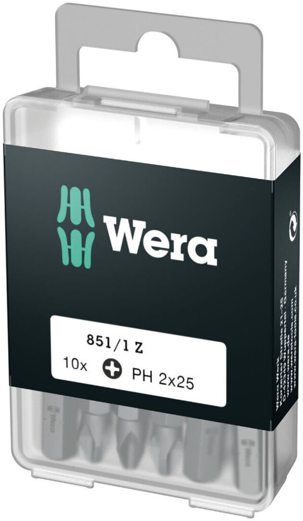 Wera 851/1 DIY-box Standard antgaliai 10 vnt, PH 1 x 25 mm цена и информация | Mechaniniai įrankiai | pigu.lt