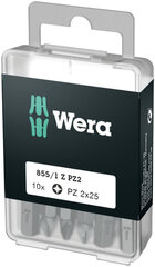 Antgaliai Wera 855/1 DIY-box Standard, 10 vnt, PZ 1 x 25 mm kaina ir informacija | Mechaniniai įrankiai | pigu.lt