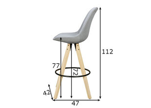Комплект барных стульев Lima, 2шт, серый цена и информация | Стулья для кухни и столовой | pigu.lt