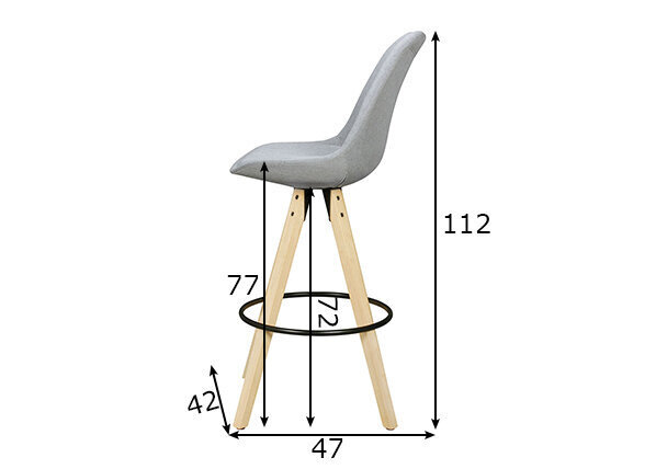 Baro kėdžių komplektas Lima, 2 vnt., pilkos spalvos kaina ir informacija | Virtuvės ir valgomojo kėdės | pigu.lt