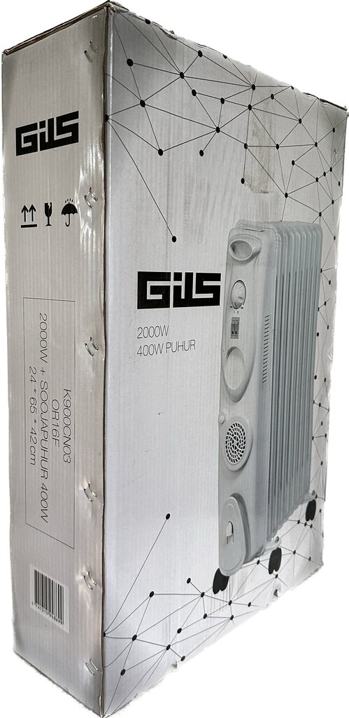 Alyvos radiatorius Gils K900CN03, 2000W + šilumos pūstuvas 400W kaina ir informacija | Šildytuvai | pigu.lt