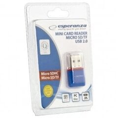 Esperanza MicroSD EA134B | Синий | USB2.0 | (MicroSD Pen Drive) цена и информация | Адаптеры, USB-разветвители | pigu.lt