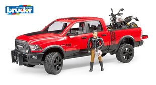 Машина с мотоциклом и водителем Bruder Dodge RAM цена и информация | Игрушки для мальчиков | pigu.lt