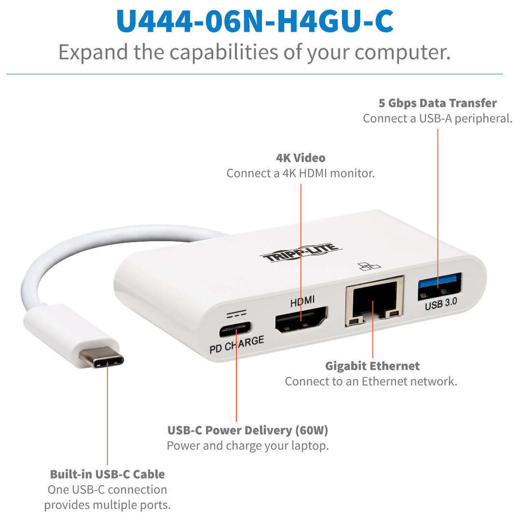 Tripp Lite USB-C šakotuvas kaina ir informacija | Adapteriai, USB šakotuvai | pigu.lt