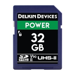 Карта памяти Delkin SD 32GB Power 2000X UHS-II V90 R300/W250 цена и информация | Карты памяти для фотоаппаратов, камер | pigu.lt