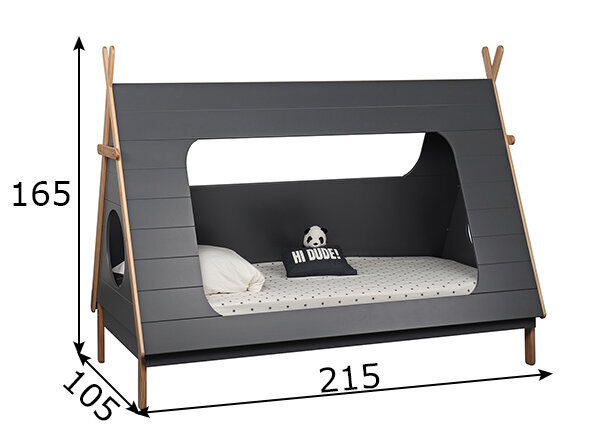 Vaikiška lova, 90 x 200 cm, pilka kaina ir informacija | Vaikiškos lovos | pigu.lt