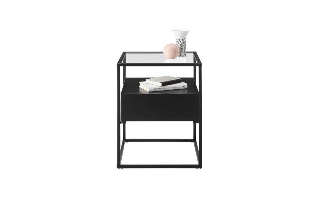 Naktinis staliukas Evora, juodas kaina ir informacija | Spintelės prie lovos | pigu.lt