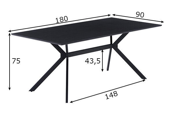 Valgomojo stalas, 90 x 180 cm, pilkas kaina ir informacija | Virtuvės ir valgomojo stalai, staliukai | pigu.lt