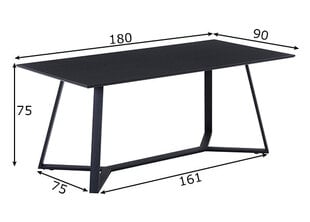 Обеденный стол 90x180, серый цена и информация | Кухонные и обеденные столы | pigu.lt