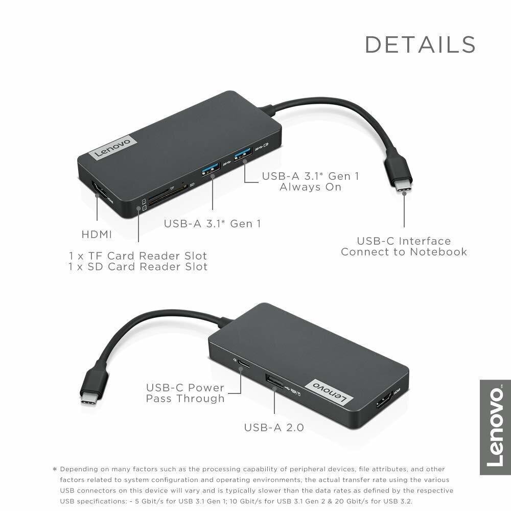 USB šakotuvas Lenovo USB-C 7-in-1 цена и информация | Adapteriai, USB šakotuvai | pigu.lt