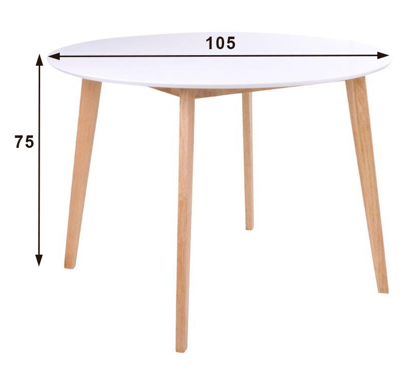 Valgomojo stalas Vojens 105, baltas kaina ir informacija | Virtuvės ir valgomojo stalai, staliukai | pigu.lt