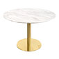 Stalas Bolzano, 110 cm, baltas/auksinės spalvos kaina ir informacija | Virtuvės ir valgomojo stalai, staliukai | pigu.lt