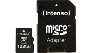 MEMORY MICRO SDXC 128GB C10/W/ADAPTER 3413491 INTENSO kaina ir informacija | Atminties kortelės fotoaparatams, kameroms | pigu.lt