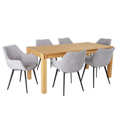 Обеденный стол Chicago New 6 с 6 стульями, коричневый/светло-серый цена и информация | Комплекты мебели для столовой | pigu.lt