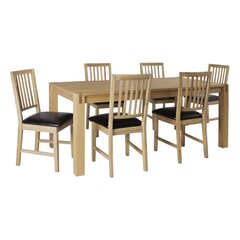 Обеденный набор Chicago New, с 6 стульями (19951), массив дерева/МДФ, с натуральным шпоном дуба, промасленный цена и информация | Комплекты мебели для столовой | pigu.lt