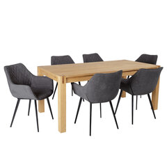 Обеденный стол Chicago New с 6 стульями, коричневый/серый цена и информация | Комплекты мебели для столовой | pigu.lt