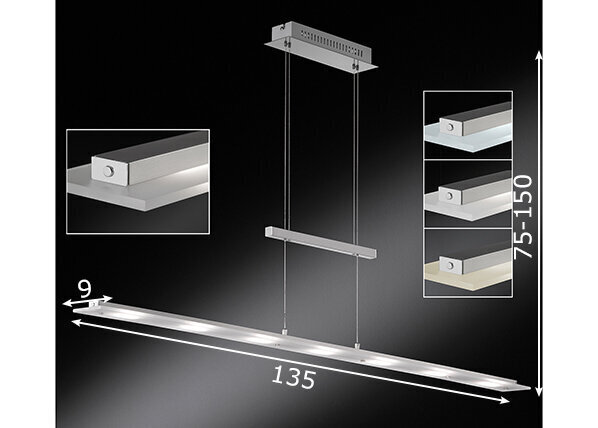 Pakabinamas šviestuvas Largo LED, nikelis/chromas kaina ir informacija | Pakabinami šviestuvai | pigu.lt