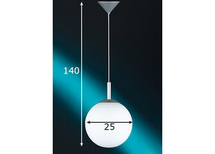 Lubinis šviestuvas Kugel Opal, su aliuminio atspalvio dalimis, 1x40W kaina ir informacija | Pakabinami šviestuvai | pigu.lt