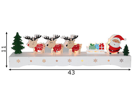 Žvakidė Rudolf, 9 LED, medinė kaina ir informacija | Kalėdinės dekoracijos | pigu.lt