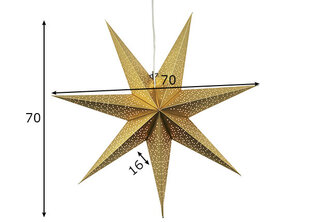 Звезда из бумаги Dot 70см, золотистый цена и информация | Рождественские украшения | pigu.lt