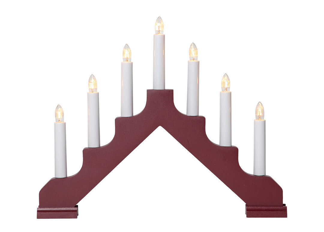 Adventinė žvakidė ADA, 7XE10 šviesi, raudona kaina ir informacija | Kalėdinės dekoracijos | pigu.lt