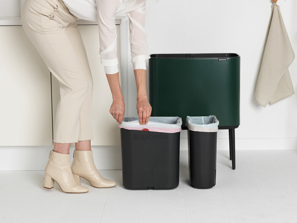 Brabantia šiukšliadėžė Touch Bin Bo, 11+23 l, žalia kaina ir informacija | Šiukšliadėžės | pigu.lt