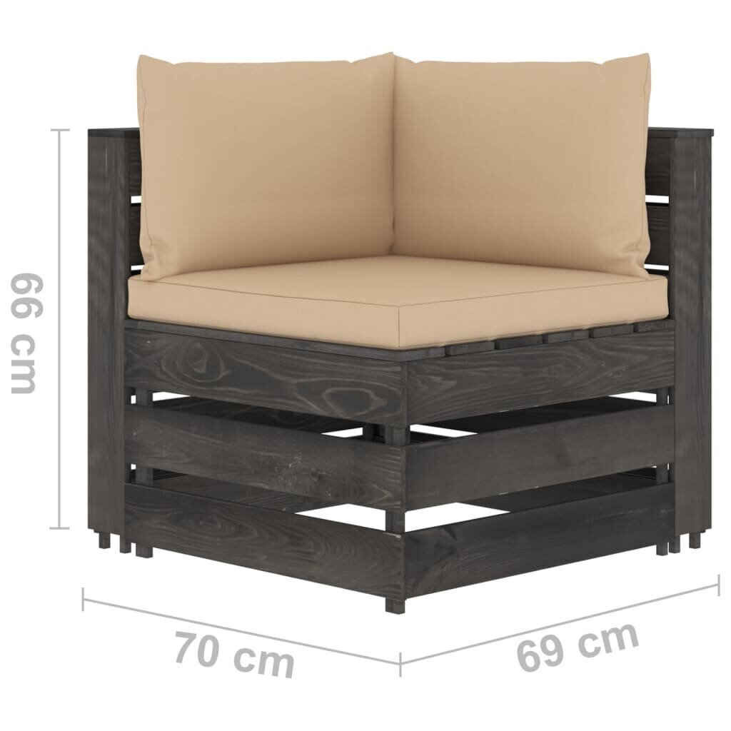 Dvivietė sodo sofa su pagalvėlėmis, smėlinė цена и информация | Lauko kėdės, foteliai, pufai | pigu.lt