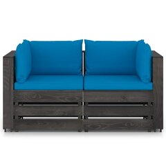 Dvivietė sodo sofa su pagalvėlėmis, šviesiai mėlyna цена и информация | Садовые стулья, кресла, пуфы | pigu.lt