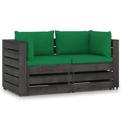 Dvivietė sodo sofa su pagalvėlėmis, žalia цена и информация | Садовые стулья, кресла, пуфы | pigu.lt