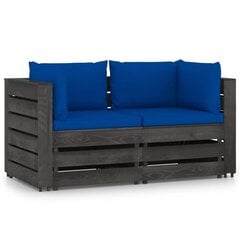Dvivietė sodo sofa su pagalvėlėmis, mėlyna kaina ir informacija | Lauko kėdės, foteliai, pufai | pigu.lt
