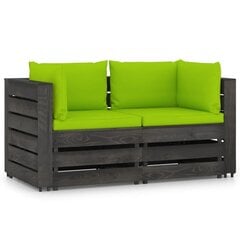 Dvivietė sodo sofa su pagalvėlėmis, šviesiai žalia kaina ir informacija | Lauko kėdės, foteliai, pufai | pigu.lt