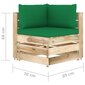 Keturvietė sodo sofa su pagalvėmis, žaliai impregnuota mediena, žalia kaina ir informacija | Lauko kėdės, foteliai, pufai | pigu.lt