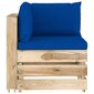 Keturvietė sodo sofa su pagalvėmis, žaliai impregnuota mediena, mėlyna kaina ir informacija | Lauko kėdės, foteliai, pufai | pigu.lt