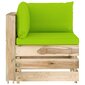 Keturvietė sodo sofa su pagalvėmis, žaliai impregnuota mediena, šviesiai žalia цена и информация | Lauko kėdės, foteliai, pufai | pigu.lt