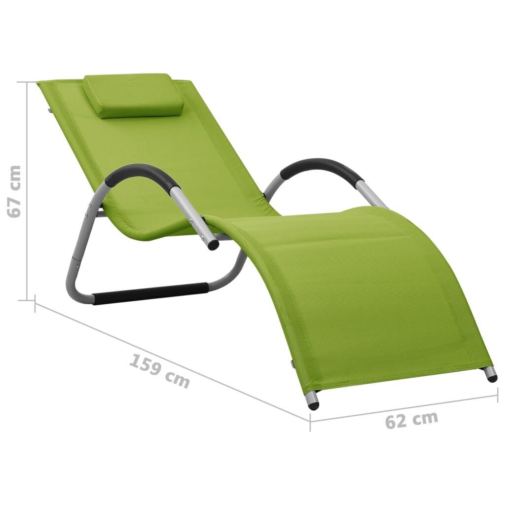 Saulės gultas, 67x62x159 cm, žalias kaina ir informacija | Gultai | pigu.lt