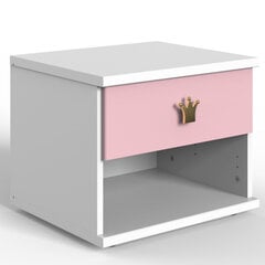 Ночной шкафчик Cindy2 белый/розовый цена и информация | Прикроватные тумбочки | pigu.lt