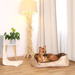 Лежак для домашних питомцев 2 в 1, 80 x 60 см, коричневый/бежевый цена и информация | Лежаки, домики | pigu.lt