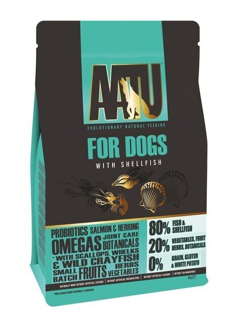 AATU sausas maistas suaugusiems šunims su žuvimi ir vėžiagyviais, 5 kg kaina ir informacija | Sausas maistas šunims | pigu.lt