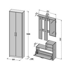 Комплект в прихожую Niko 135см, сонома дуб цена и информация | Комплекты в прихожую | pigu.lt