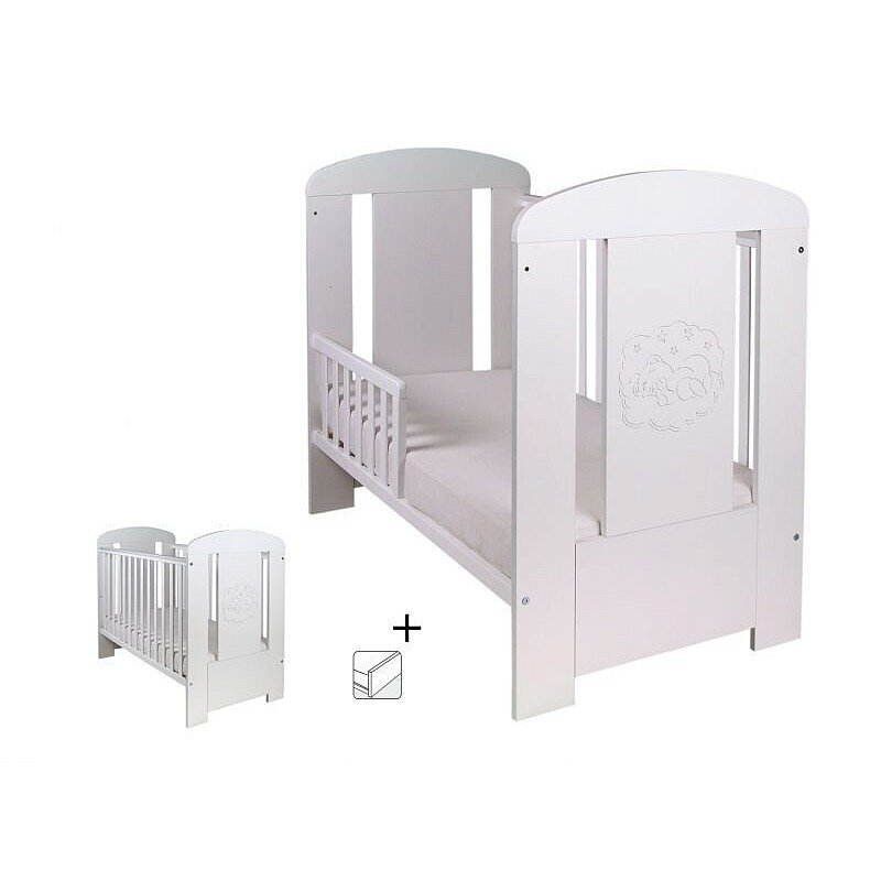 Kūdikio lovytė Drewex White Bear Premium su stalčiumi, 60x120 cm, balta kaina ir informacija | Kūdikių lovytės | pigu.lt