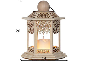 Деревянный светильник, светодиодная свеча, на батарейках, IP20 цена и информация | Праздничные декорации | pigu.lt