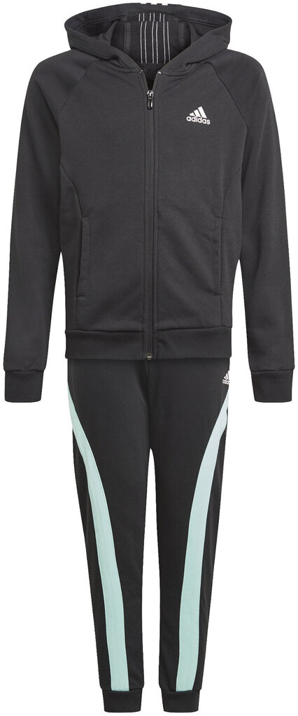 Sportinis kostiumas mergaitėms Adidas G Hooded Co Ts Black GN5509, juodas цена и информация | Komplektai mergaitėms | pigu.lt